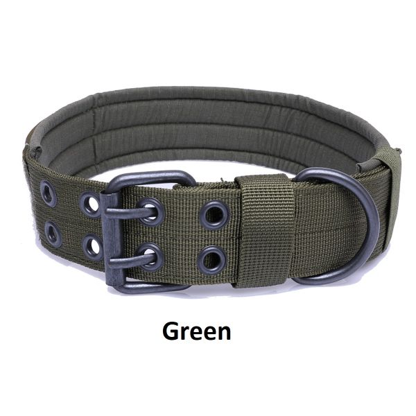 Green nylon tactical belt with metal buckle, ideal for Tactical Scorpion Gear K9 training.