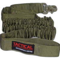 Thumbnail for Olive green Tactical Scorpion Gear K9 training harness belt with a black buckle and a label that reads 