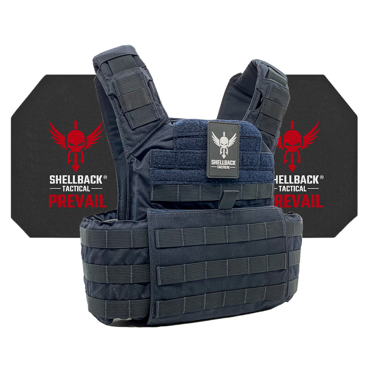 A Shellback Tactical Banshee Elite 2.0 Active Shooter Kit with Level IV Model 4S17 Armor Plates with the Shellback Tactical logo on it.