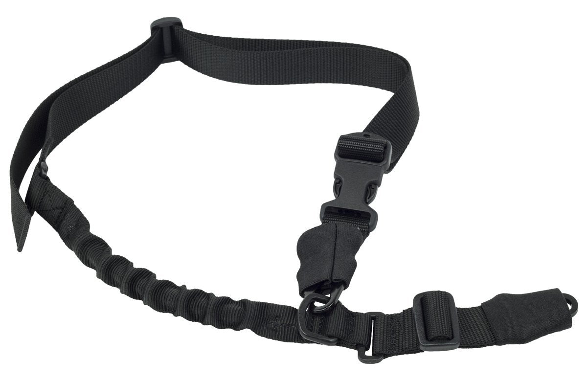 An Elite Survival Systems Shift 2-to-1 Point Tactical Bungee Sling with a buckle on it.