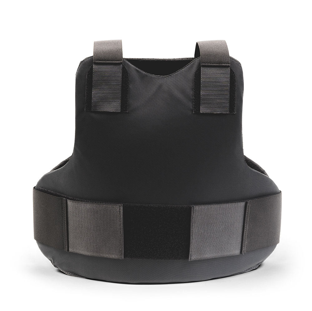 The back of a Caliber Armor CaliberX Covert Body Armor Vest with gray straps.