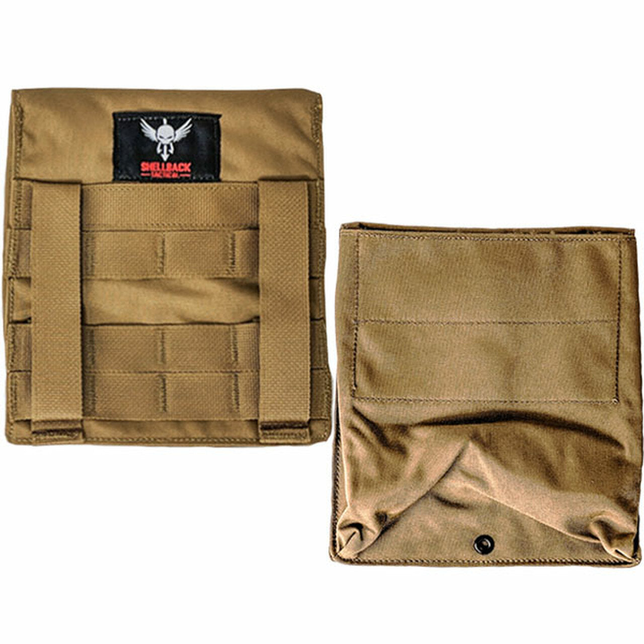 A Shellback Tactical Side Plate Pockets 2.0 - Set of 2 colored pouch with a red and black logo.