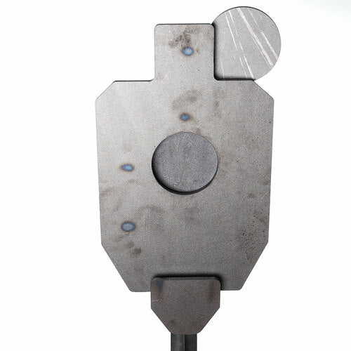 A Spartan Armor Systems DIY Critical Shot metal plate with a hole in it.