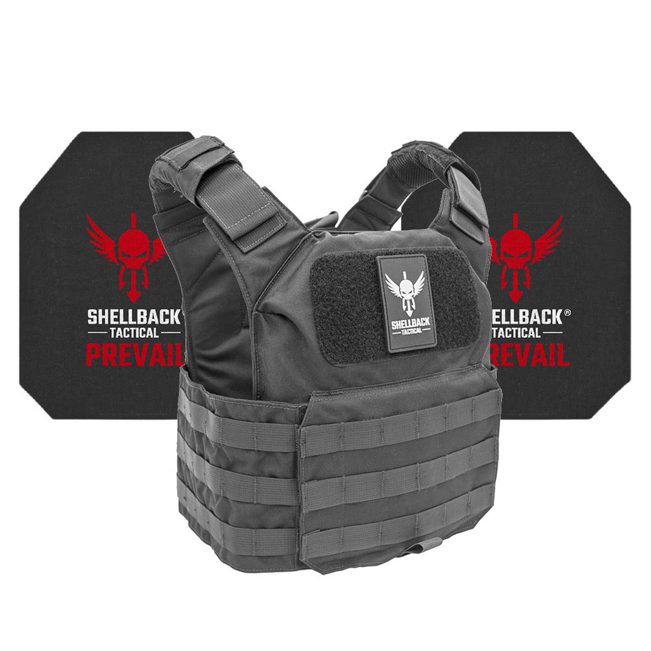A black vest with the Shellback Tactical logo on it.