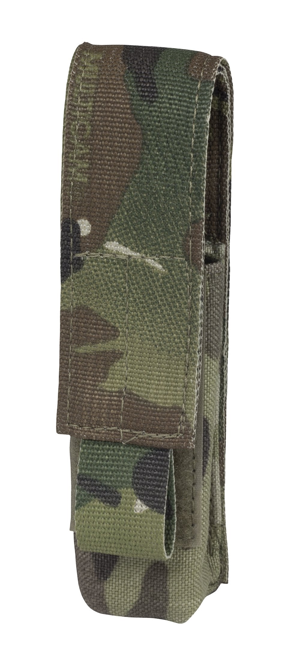 Elite Survival Systems Flashlight MOLLE Pouch with velcro flap, isolated on a white background.