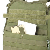 Thumbnail for A Caliber Armor AR550 Level III+ Body Armor with PolyShield and Condor MOPC - Shooters Cut - PolyShield, with a notepad in it.