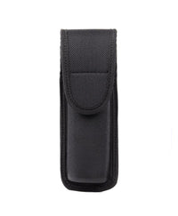 Thumbnail for Black nylon tactical pouch with a Velcro flap closure, designed as an Elite Survival Systems Dura-Tek Mace Pouches MV170-B holder, shown against a white background.