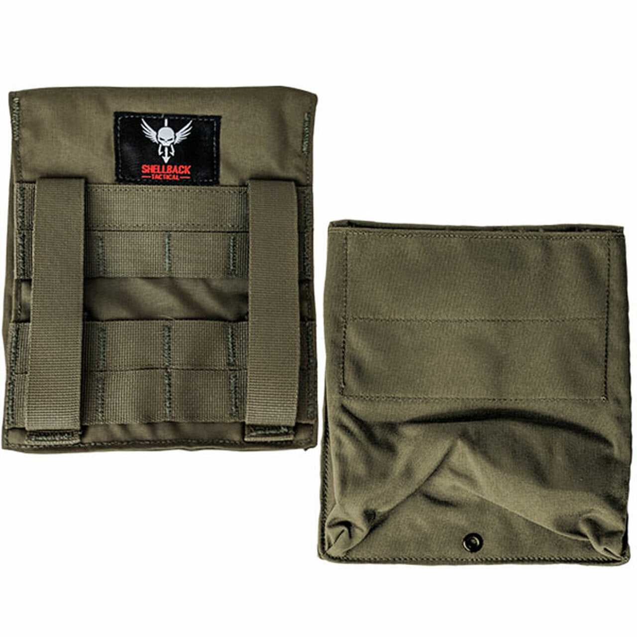 A Shellback Tactical Side Plate Pockets 2.0 - Set of 2 pouch with a red logo on it.