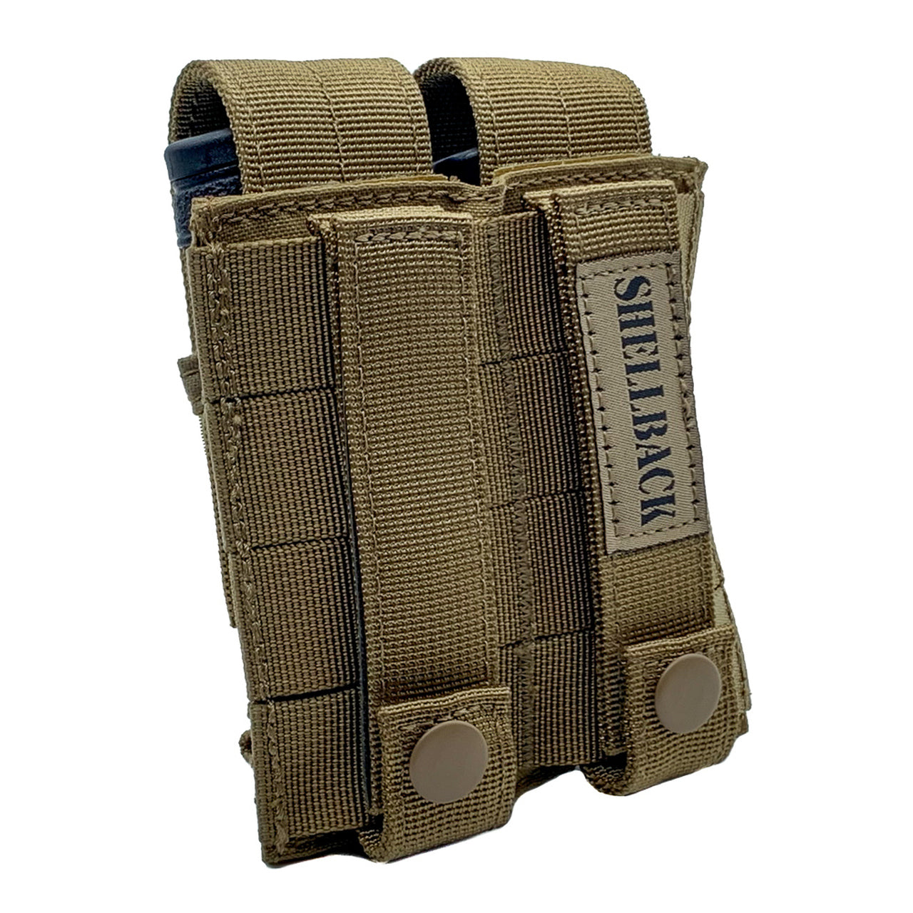 A Shellback Tactical Double Pistol Mag Pouch on a white background.