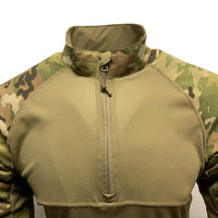Thumbnail for A Shellback Tactical 1/4 Zip Combat Shirt with a zipper on the front.