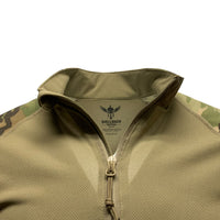 Thumbnail for A close up of a Shellback Tactical camouflage jacket with a zipper.