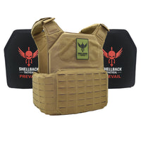 Thumbnail for A Shellback Tactical Shield 2.0 Active Shooter Kit with Level IV 1155 Plates plate carrier with the word bulletback on it.