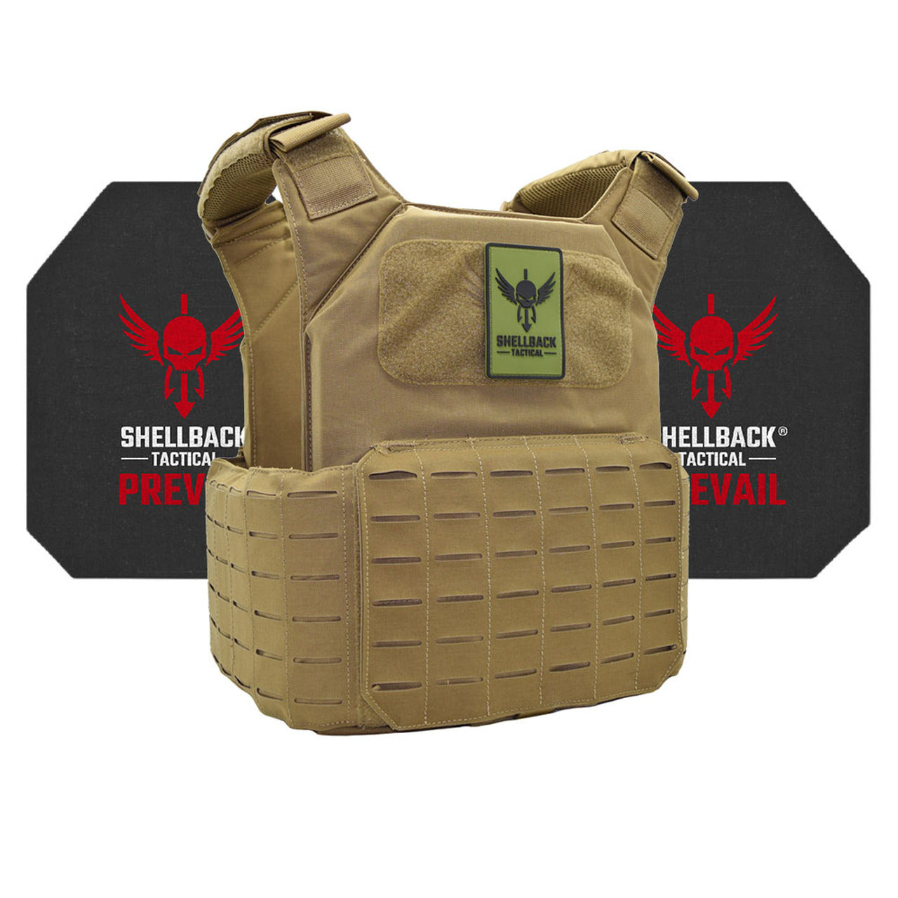 A Shellback Tactical Shield 2.0 Active Shooter Kit with Level IV 4S17 Plates plate carrier with the word shieldback on it.