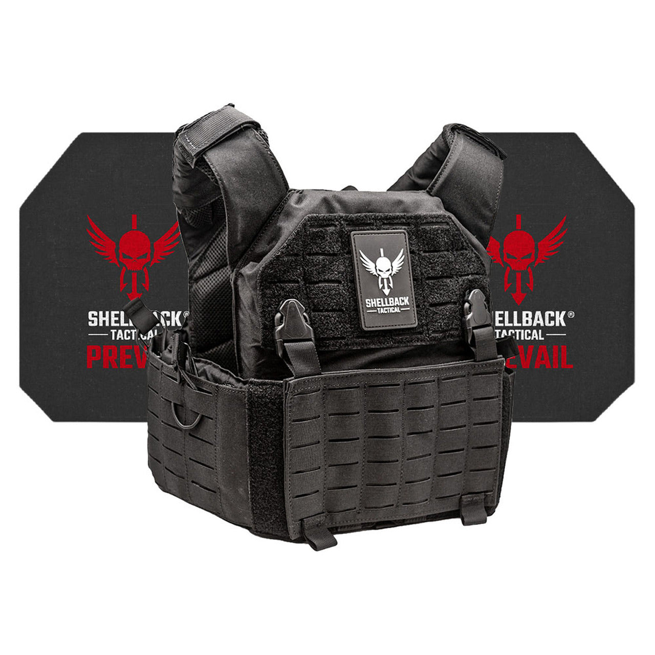 A Shellback Tactical Rampage 2.0 Active Shooter Kit with Level IV 4S17 Plates plate carrier with a holster on it.