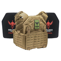 Thumbnail for A Shellback Tactical Rampage 2.0 Active Shooter Kit with Level III Single Curve 10 x 12 Hard Armor plate carrier with a green and black logo.