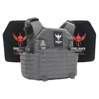 Thumbnail for A Shellback Tactical Rampage 2.0 Active Shooter Kit with Level III Single Curve 10 x 12 Hard Armor plate carrier with a red and black design.