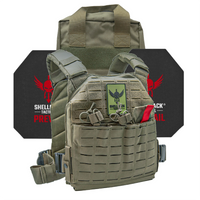 Thumbnail for A Shellback Tactical Defender 2.0 Active Shooter Armor Kit with Level IV Model 4S17 Armor Plates with two pouches and a holster.