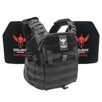 Thumbnail for A Shellback Tactical Banshee Elite 2.0 Active Shooter Kit with Level III Single Curve 10 x 12 Hard Armor plate carrier with a red and black logo.