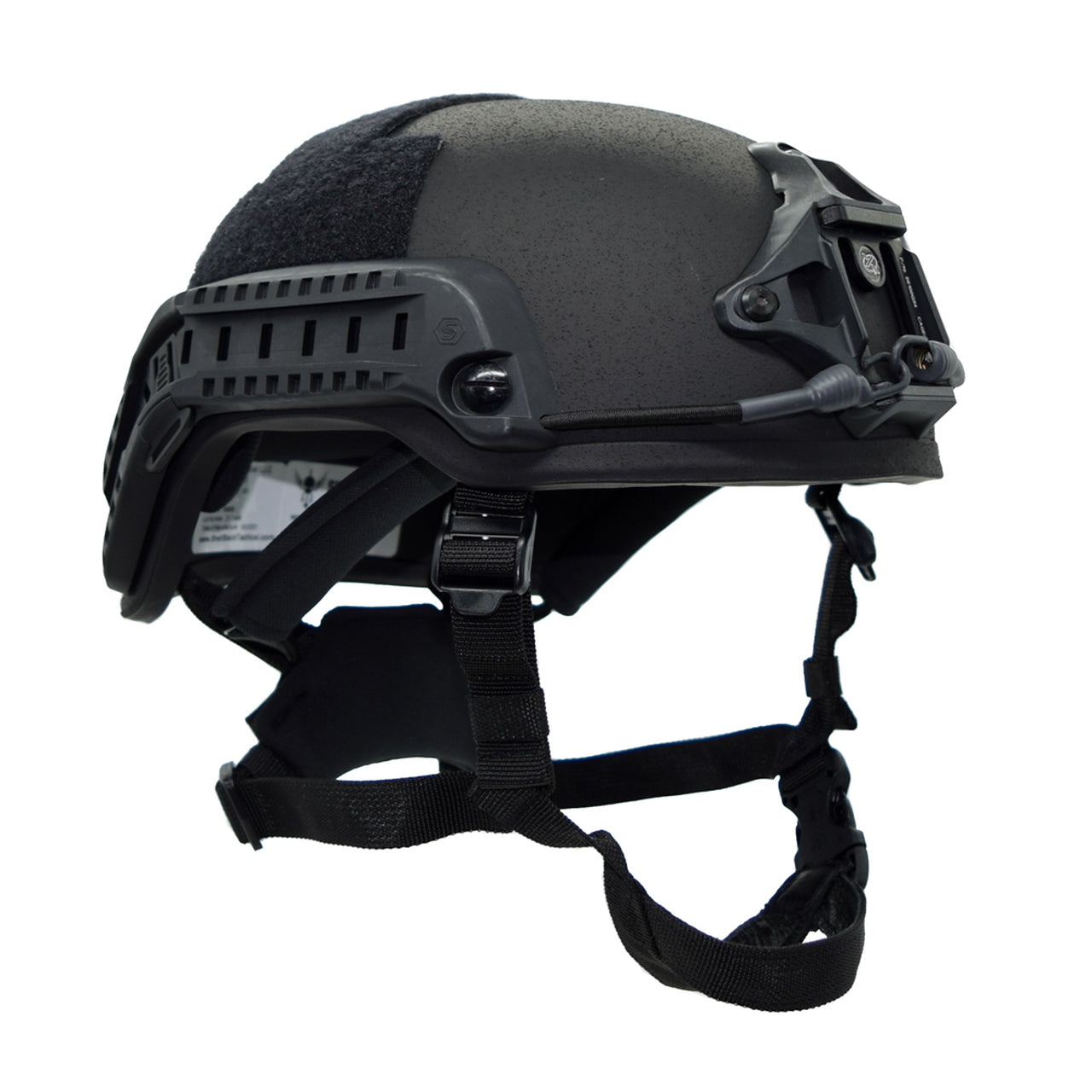 A Shellback Tactical Level IIIA Spec Ops ACH High Cut Ballistic Helmet with a visor and straps.