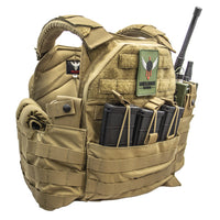 Thumbnail for A modular and low profile plate carrier, the Shellback Tactical SF Plate Carrier by Shellback Tactical is combat ready with a radio attachment.