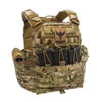 Thumbnail for A combat ready plate carrier, the Shellback Tactical SF Plate Carrier by Shellback Tactical is a modular and low profile gear that comes equipped with multiple magazines for efficient ammunition storage.
