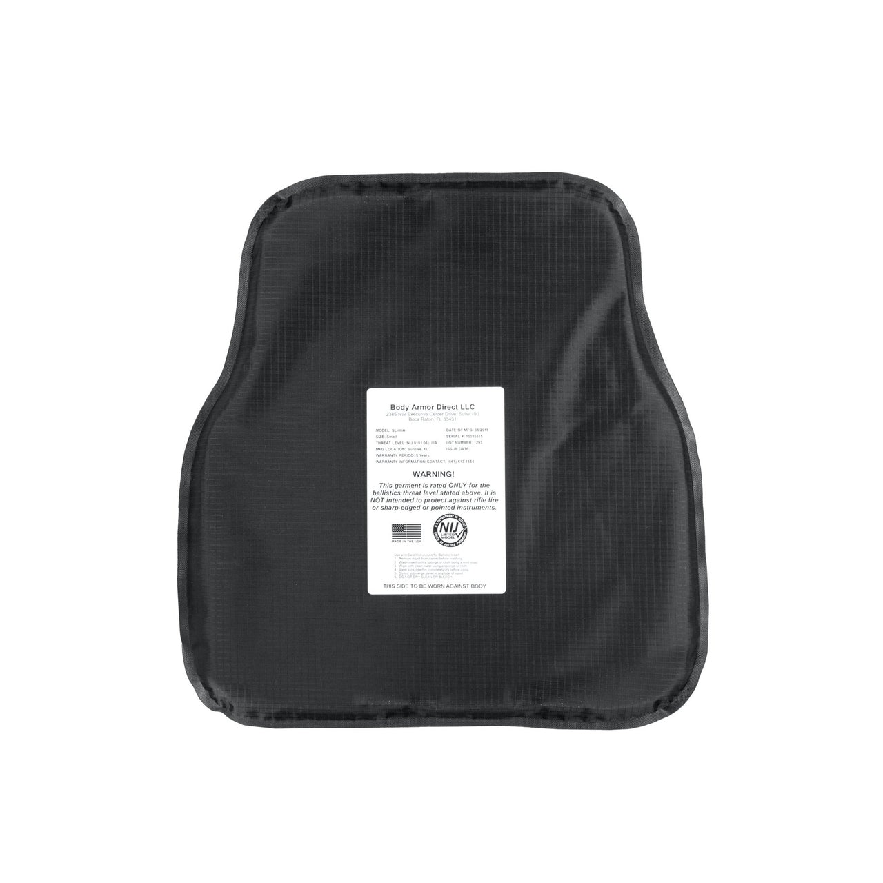 A Body Armor Direct Soft Armor Inserts seat pad on a white background.