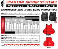 Thumbnail for Spartan Armor Systems Concealable IIIA Certified Wraparound Vest sizing instructions.