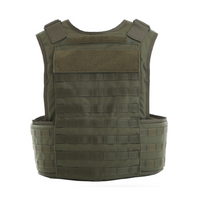 Thumbnail for Olive green Body Armor Direct multi-threat Tactical Carrier vest with numerous pouch attachments and velcro panels, isolated on a white background.