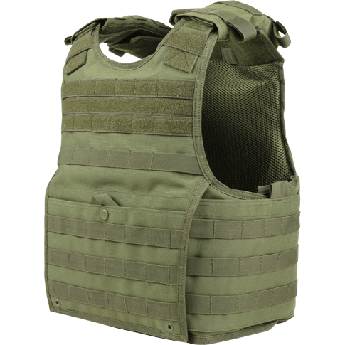 Spartan Armor Systems Condor EXO Plate Carrier Gen II with MOLLE webbing for attachments, designed for military use.