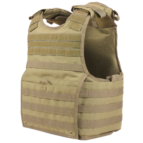 Spartan Armor Systems Condor EXO Plate Carrier Gen II designed for body armor, featuring MOLLE webbing, multiple pouch attachments, and velcro panels, displayed on a white background.