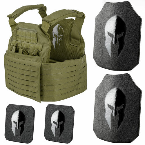 Spartan Armor Systems Spartan AR550 Body Armor And Achilles Plate Carrier Package - od green.