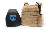 Thumbnail for A Caliber Armor AR550 Level III+ Body Armor and Condor MOPC Package - Shooters Cut - Standard Coating plate carrier with the letter ca on it.
