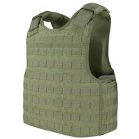 Thumbnail for Spartan Armor Systems Condor Defender Plate Carrier with multiple rows of webbing for attachment and padded shoulder straps, isolated on white background.