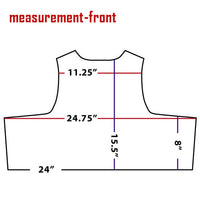Thumbnail for Diagram of the front measurement of a Spartan Armor Systems Condor Defender Plate Carrier showing various lengths in inches, labeled with dimensions.