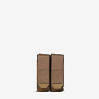 Thumbnail for A pair of AR500 Armor Multi-Caliber Pistol Magazine Single Pouches (MCPMP) in brown leather on a white background.