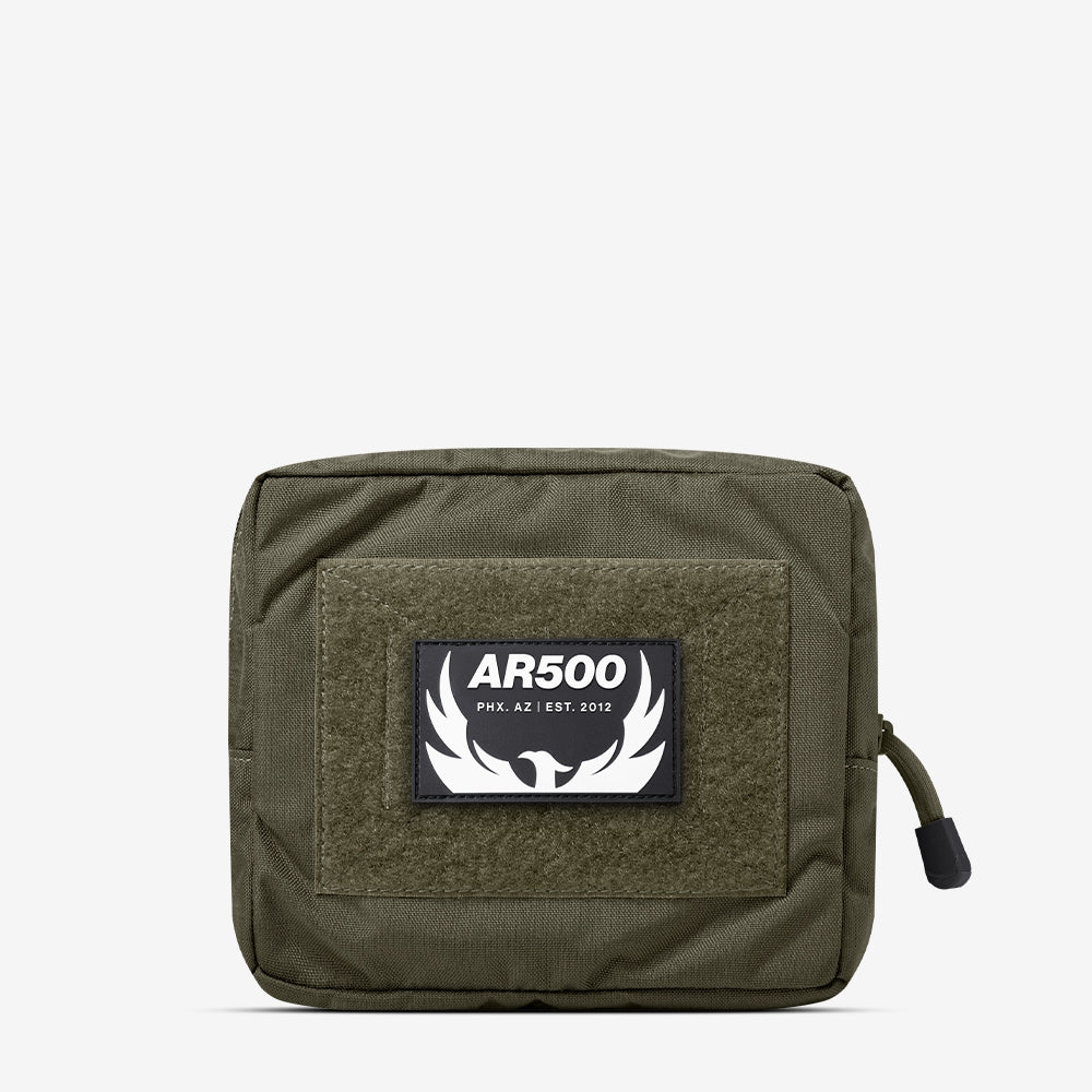 A small pouch with the AR500 Armor General Purpose Pouch-Black logo on it.