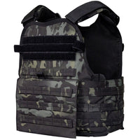 Thumbnail for A Caliber Armor AR550 Level III+ Body Armor and Condor MOPC Package - Shooters Cut - Standard Coating plate carrier with a black camouflage pattern.