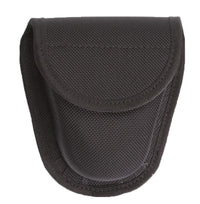 Thumbnail for A black Elite Survival Systems Dura-Tek Handcuff Pouch with a flap closure, designed for compact storage, isolated on a white background.