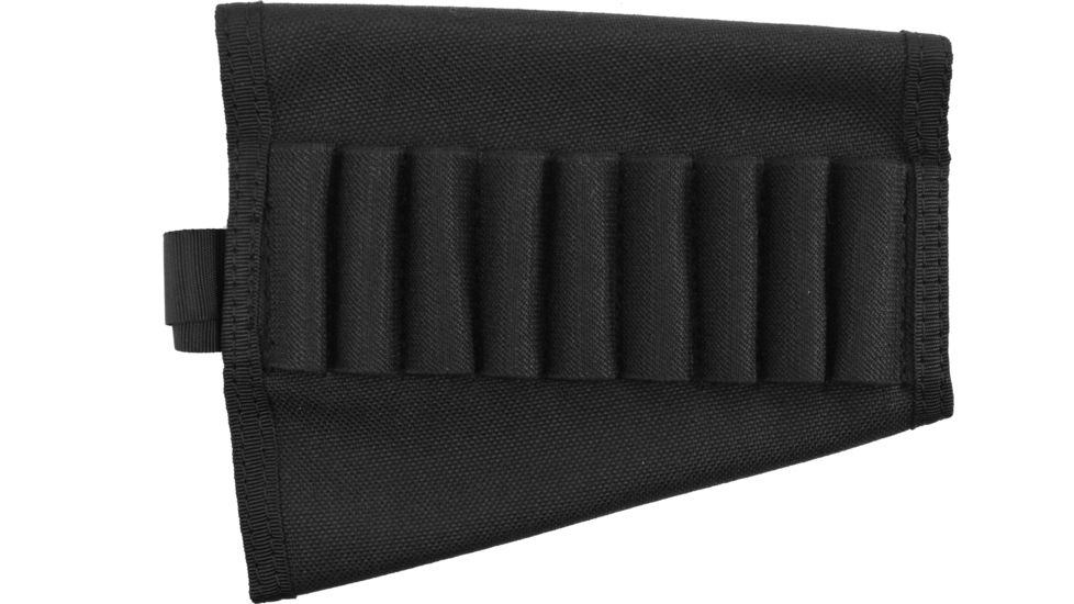 Elite Survival Systems Butt Stock Cartridge Holders with velcro closure and multiple external card slots, designed as a rifle cartridge carrier, isolated on a white background.