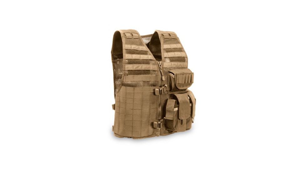 An Elite Survival Systems MVP Ammo Adapt Tactical Vest with a holster on it.