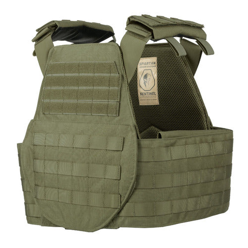 A Spartan AR550 Body Armor And Sentinel Swimmers Plate Carrier Package in olive green from Spartan Armor Systems.