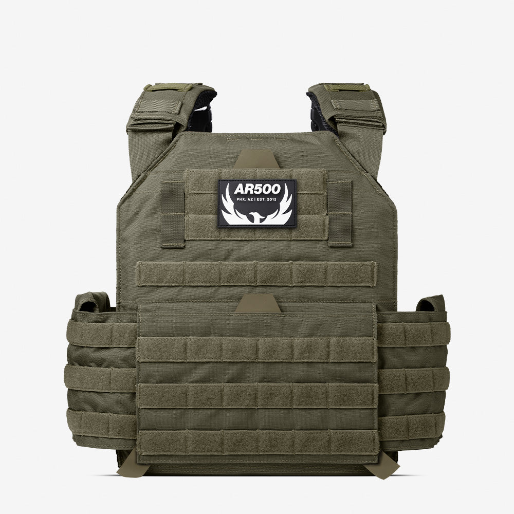 A AR500 Armor Testudo™ Gen 2 Plate Carrier in olive green.